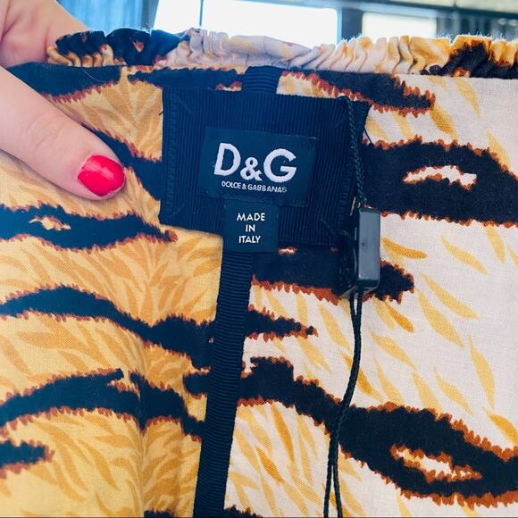 DG DOLCE GABBANA Gold Black Animal Print Corset Peplum Tank Top Blouse Shirt 40 - Picture 8 of 11